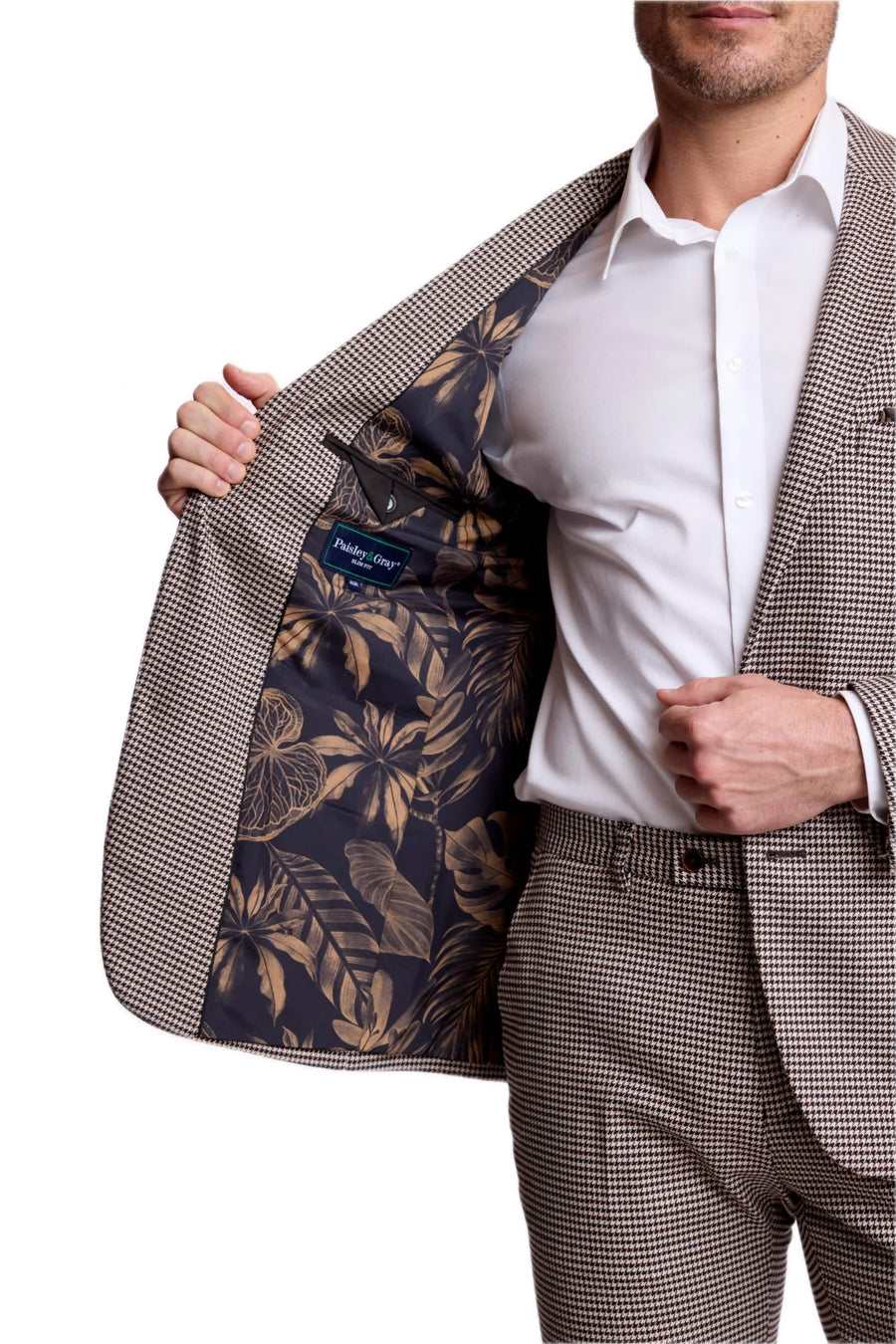Ashton Peak Jacket - Slim - Dark Chocolate Beige Houndstooth