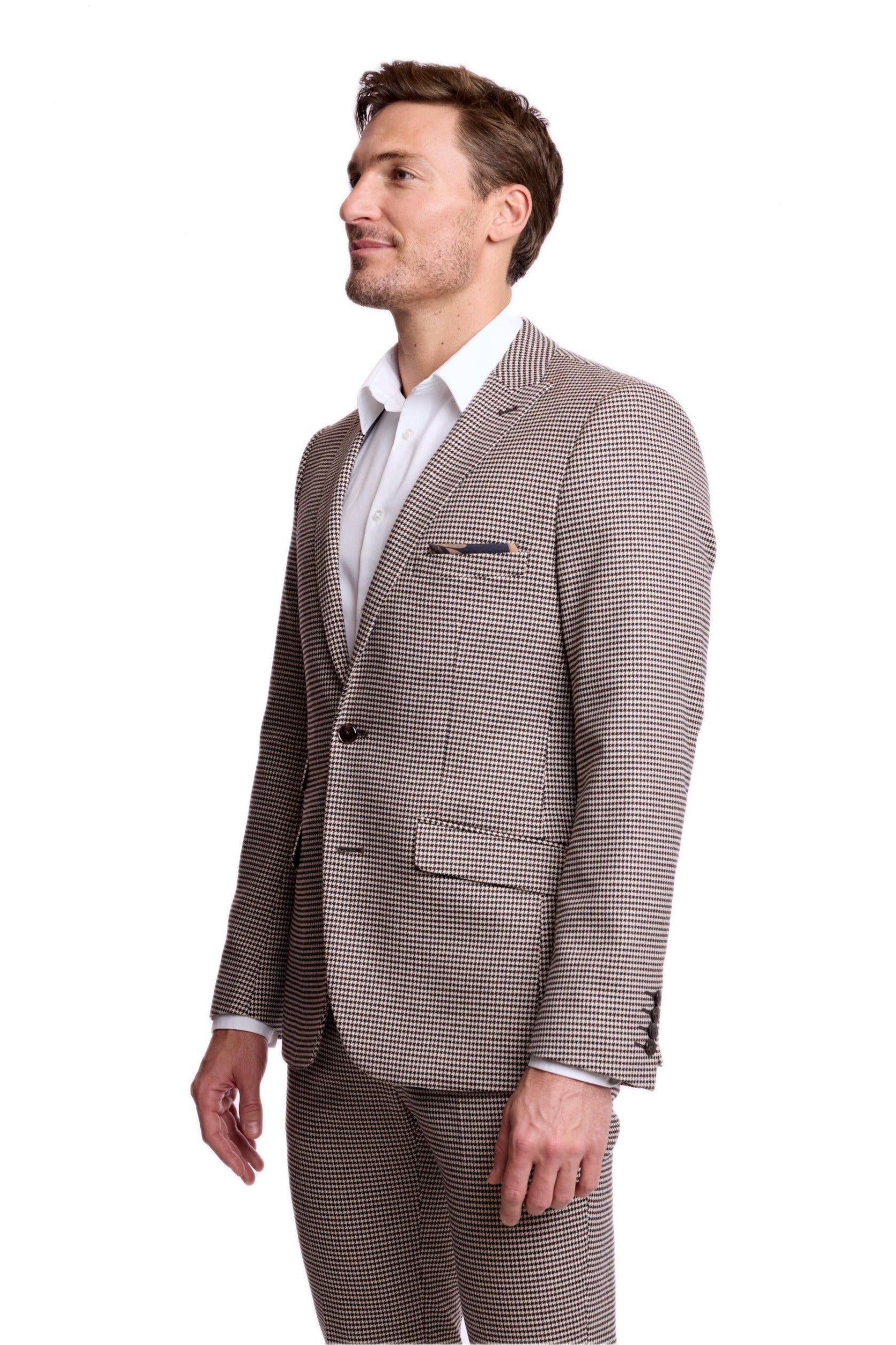 Ashton Peak Jacket - Slim - Dark Chocolate Beige Houndstooth