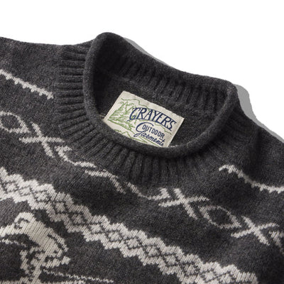 Retro Ski Roll Neck Sweater - Charcoal & White