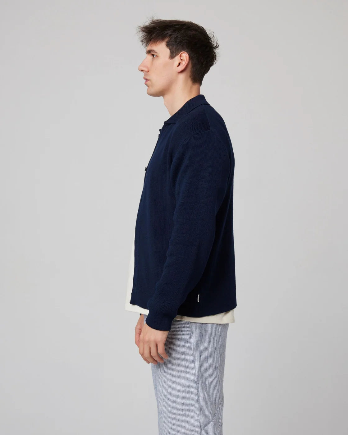 River Knitted Shacket - Navy