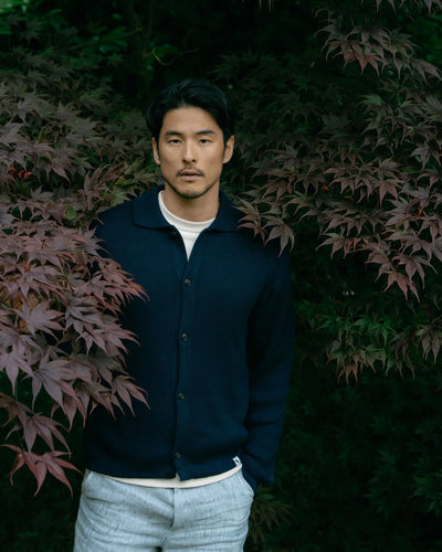 River Knitted Shacket - Navy