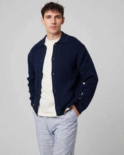 River Knitted Shacket - Navy
