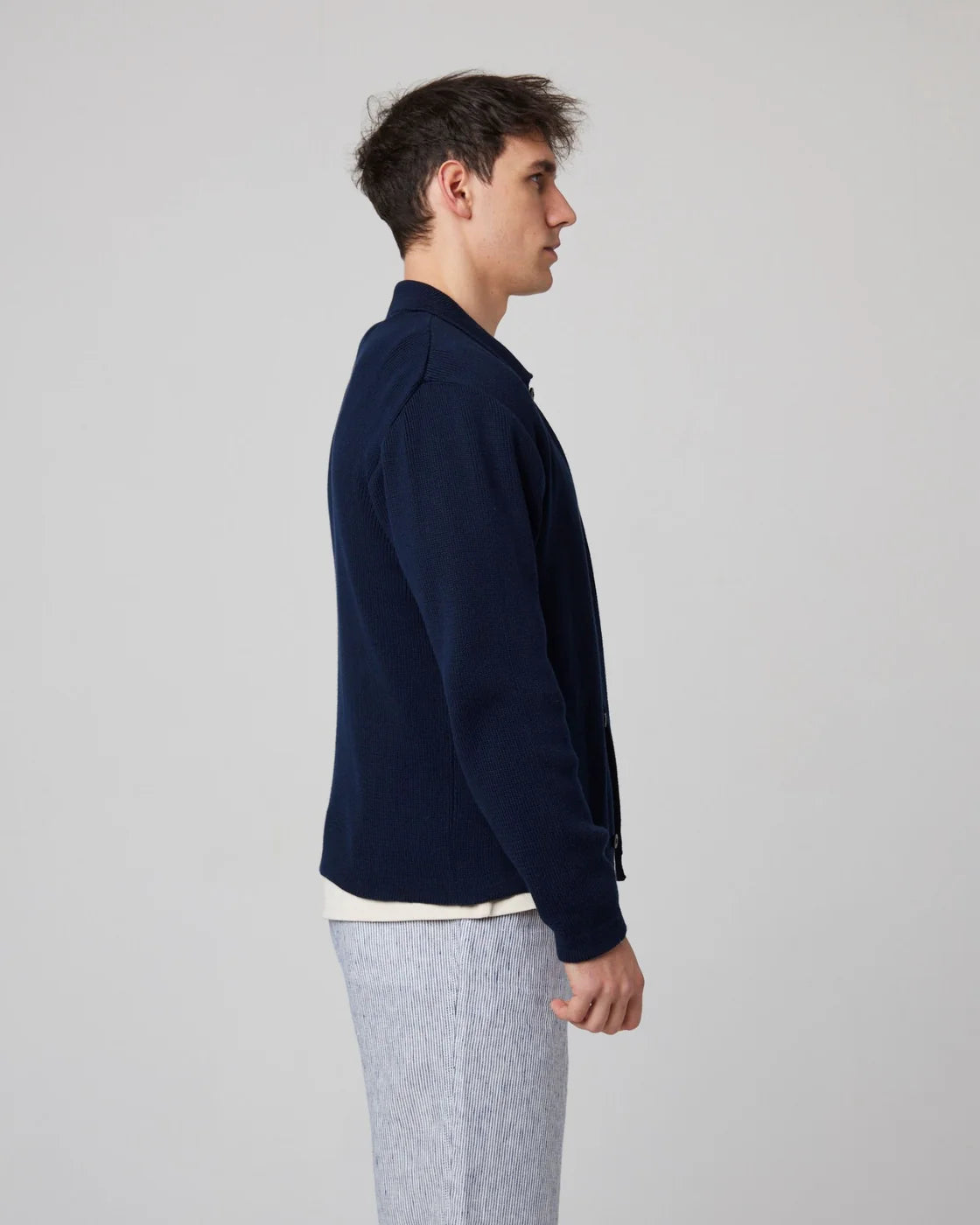 River Knitted Shacket - Navy