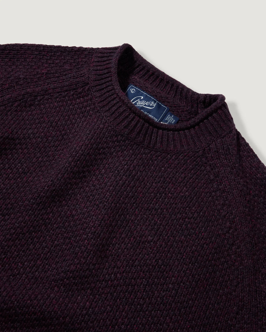 Crow's Foot Rollneck Sweater - Dark Raisin