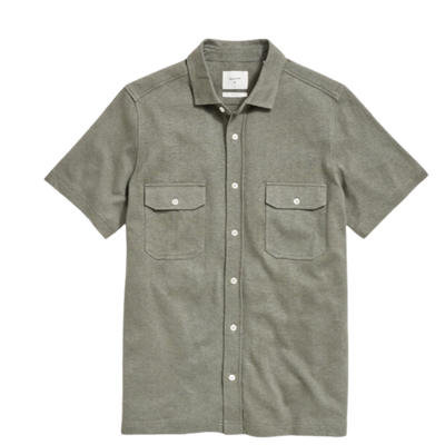 Hemp Cotton Knit Shirt- Short Sleeve- Washed Grey