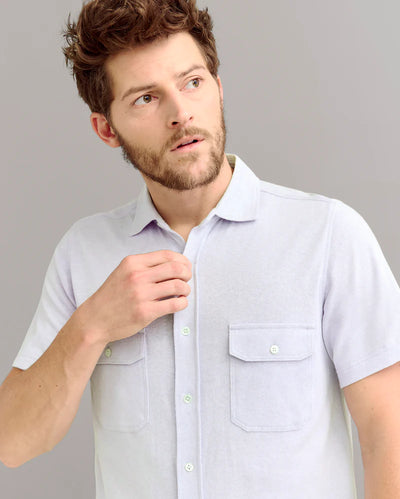 Hemp Cotton Knit Shirt- Short Sleeve- Pebble