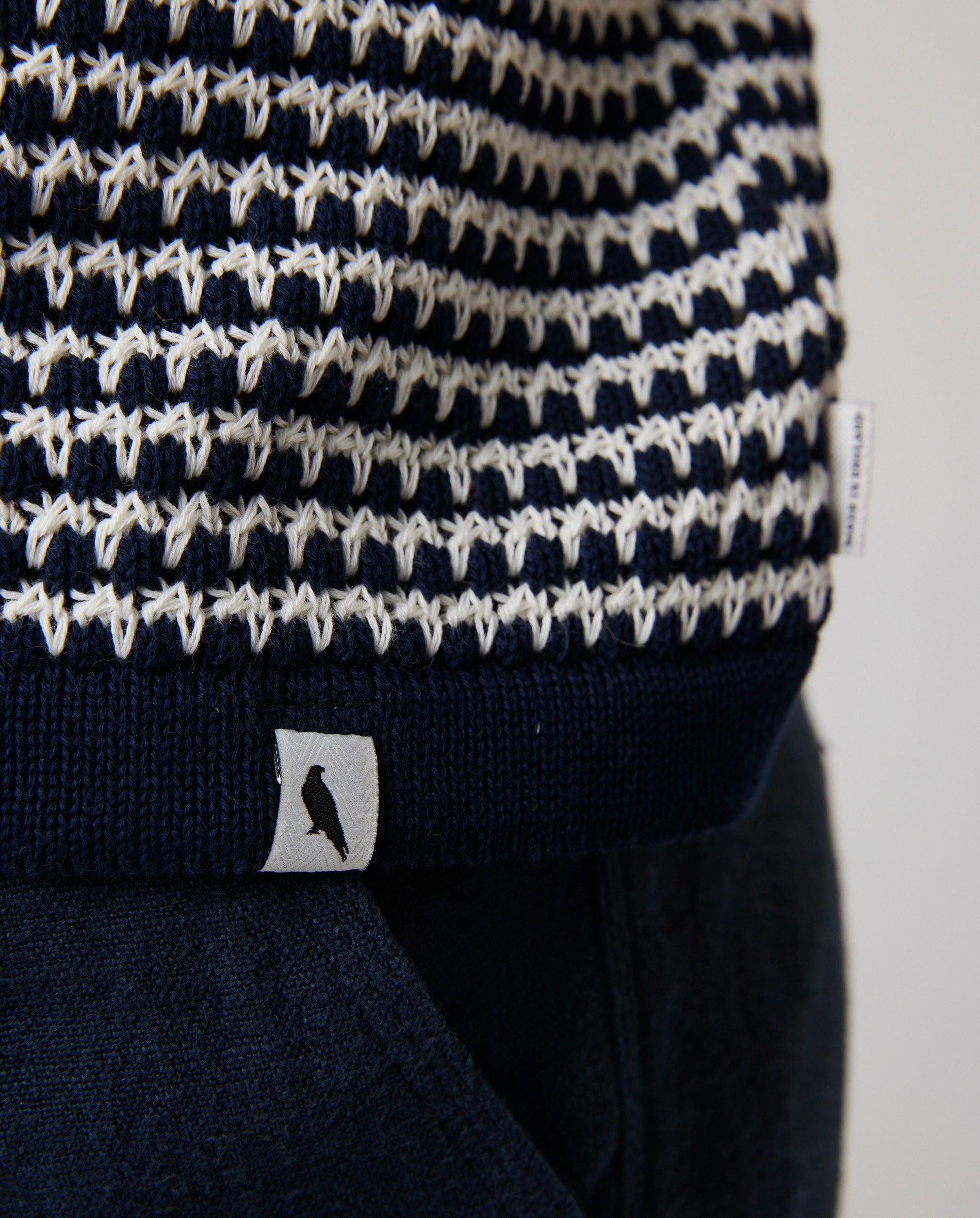 Island Crochet Polo Shirt - Navy