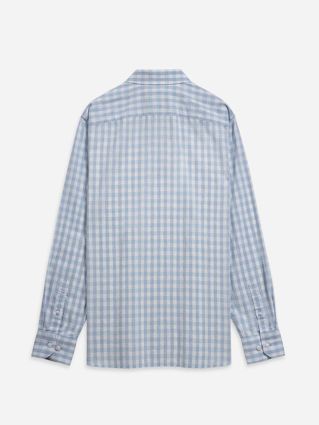 Adrian Gingham Check Shirt - Bright White & Light Blue