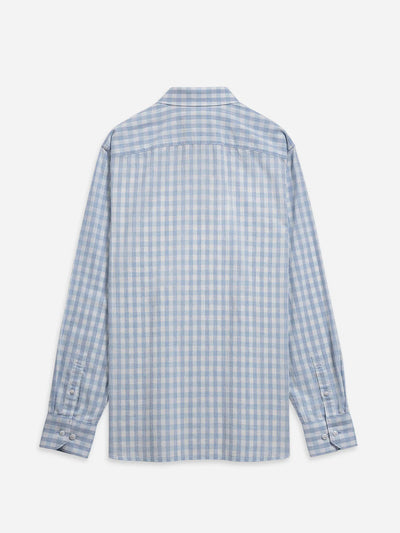 Adrian Gingham Check Shirt - Bright White & Light Blue