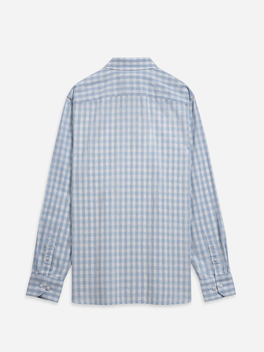 Adrian Gingham Check Shirt - Bright White & Light Blue