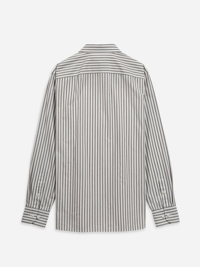 Adrian Shadow Stripe  Shirt - Bright White & Black