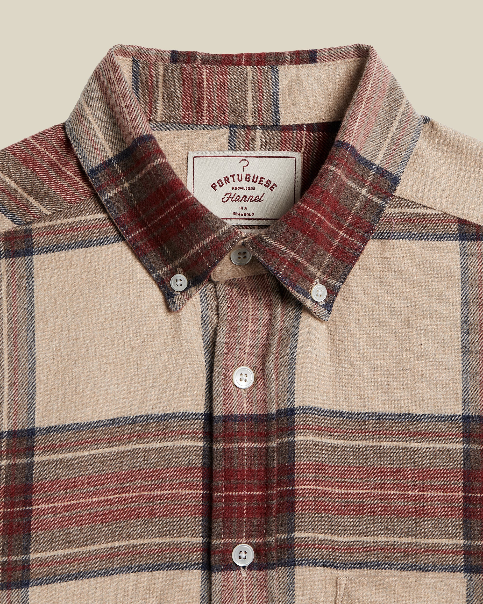 Sabela Flannel Shirt - Tan & Red