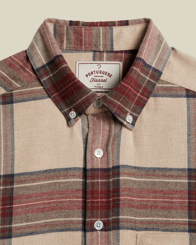 Sabela Flannel Shirt - Tan & Red