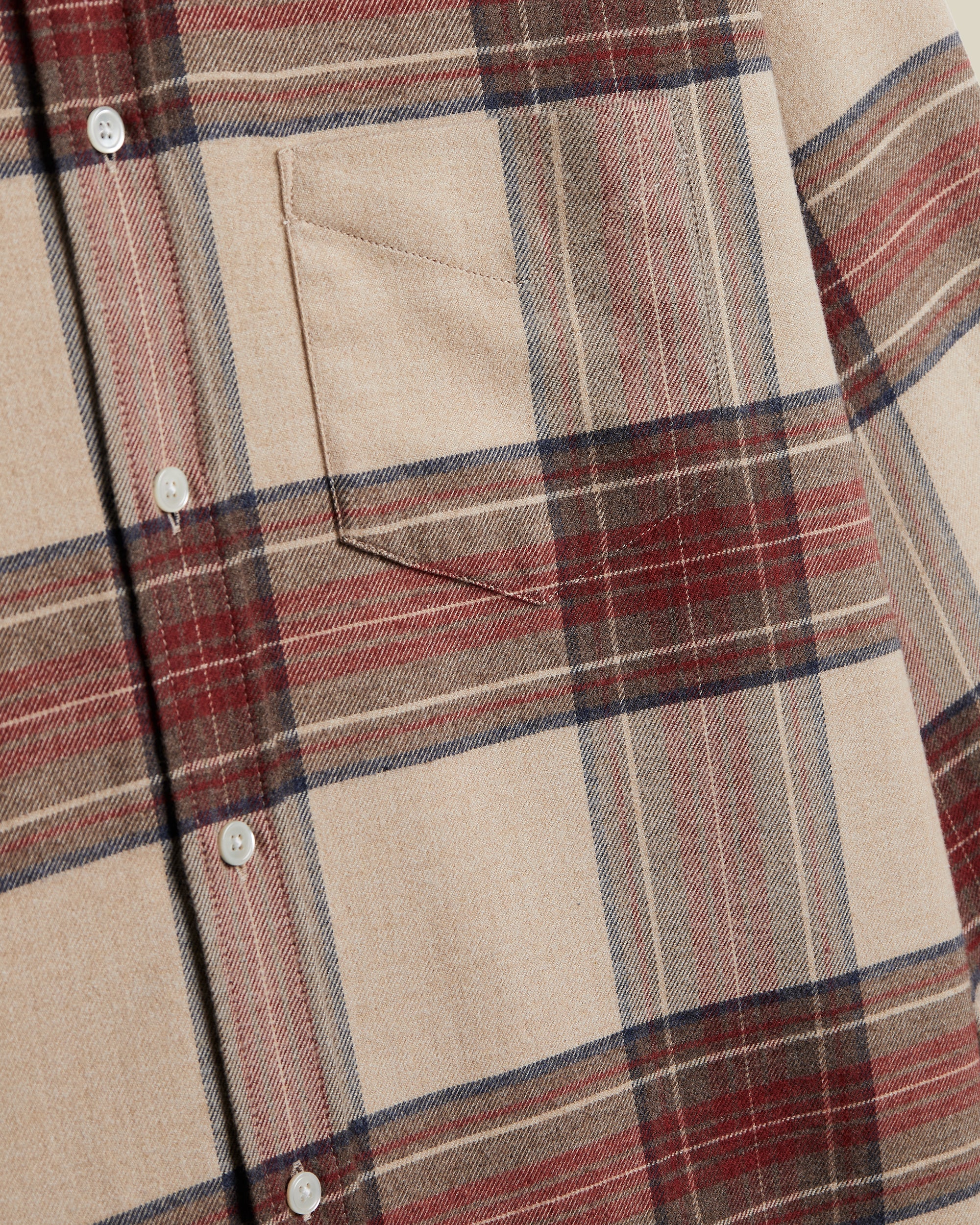 Sabela Flannel Shirt - Tan & Red