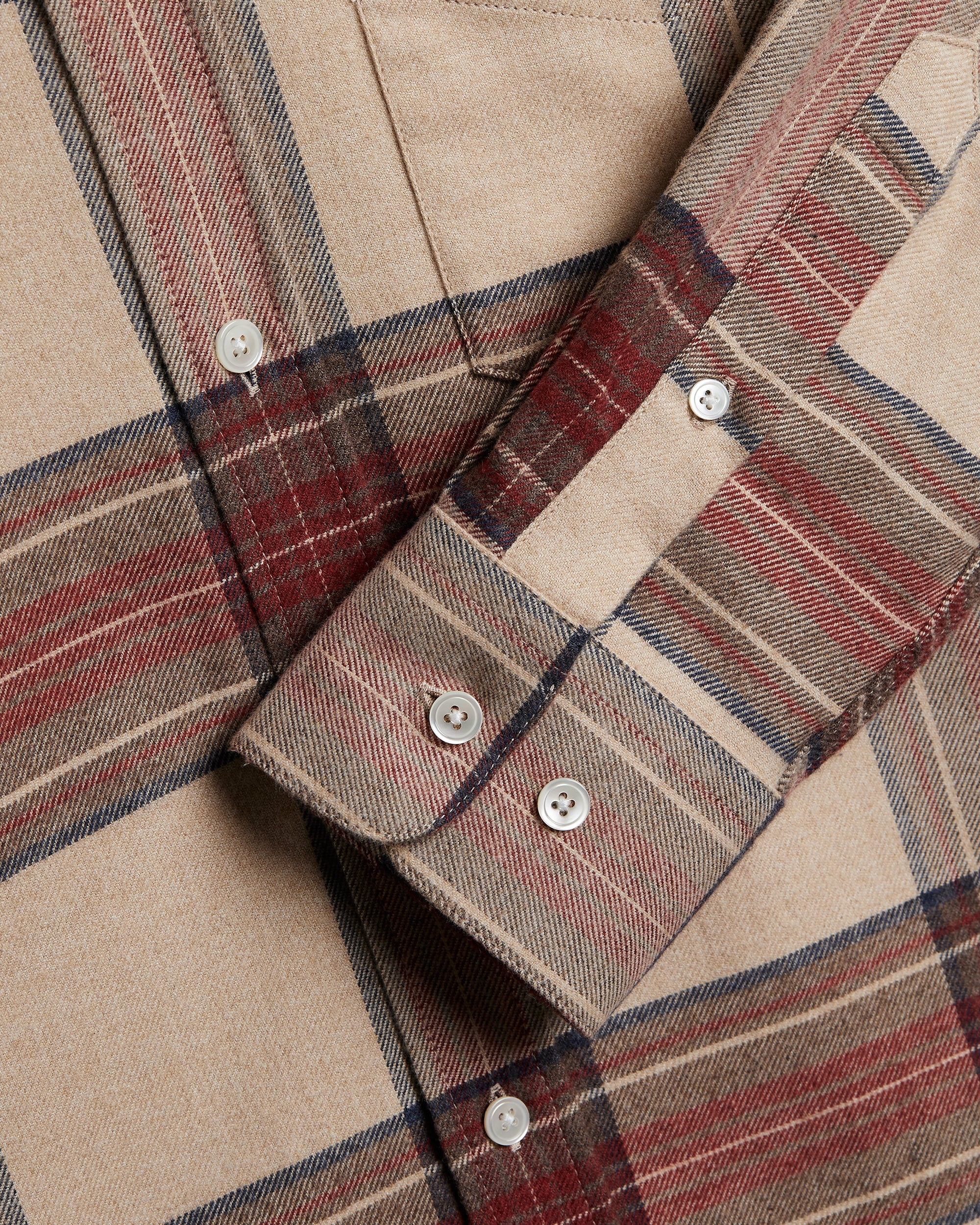 Sabela Flannel Shirt - Tan & Red