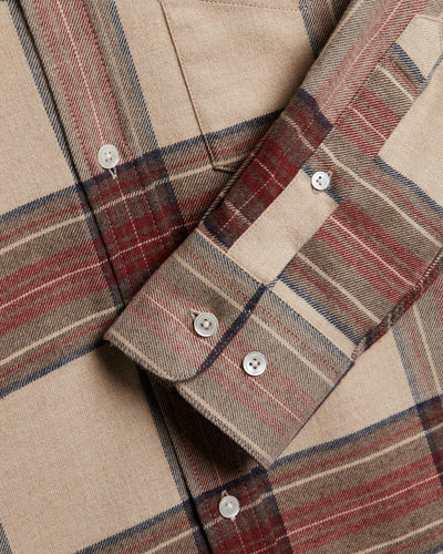 Sabela Flannel Shirt - Tan & Red