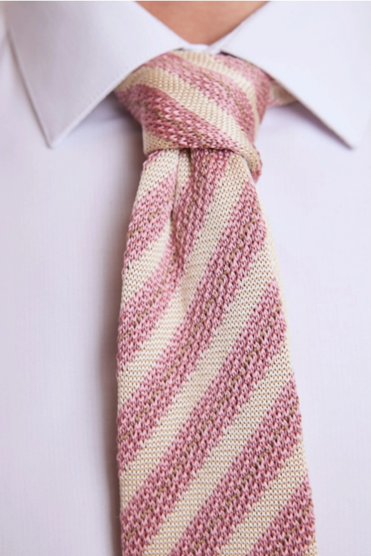 Stanley Striped Knit Tie - Blush Creamy Pink