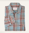 Plaid Washed Feather Cloth Shirt - Light Blue, Red & Natural