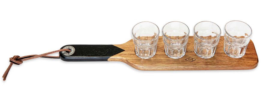 Serving Paddle & Shot Glasses