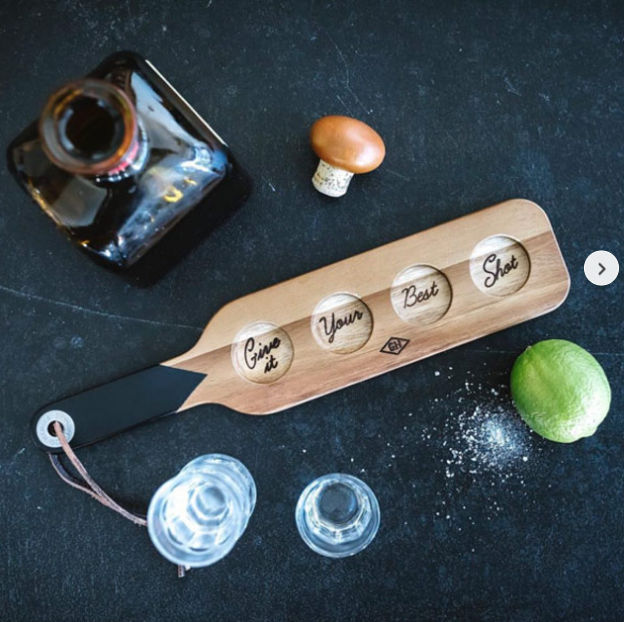 Serving Paddle & Shot Glasses