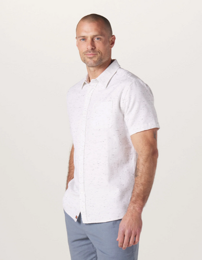 Freshwater Short Sleeve Button Down - White Nep