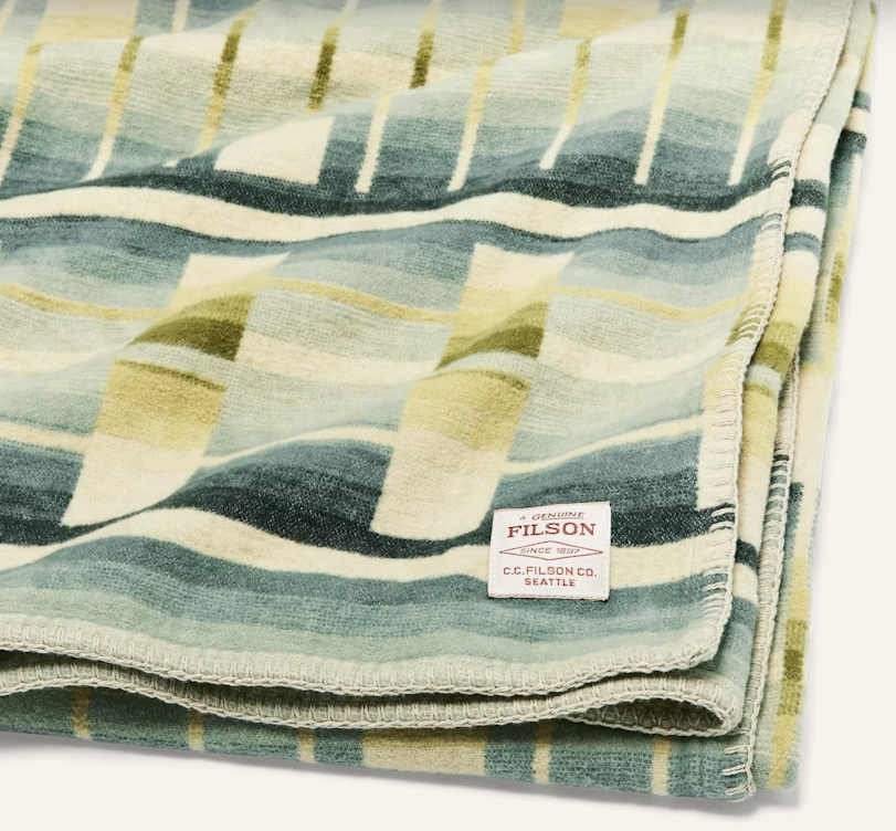 Filson Cotton Blanket - Green & Tan Geometric Ombre