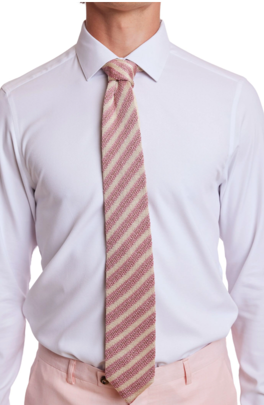 Stanley Striped Knit Tie - Blush Creamy Pink