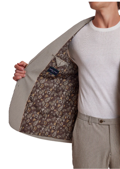 Dover Notch Jacket - slim - Grey Tan Cream Seersucker