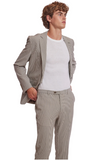 Dover Notch Jacket - slim - Grey Tan Cream Seersucker