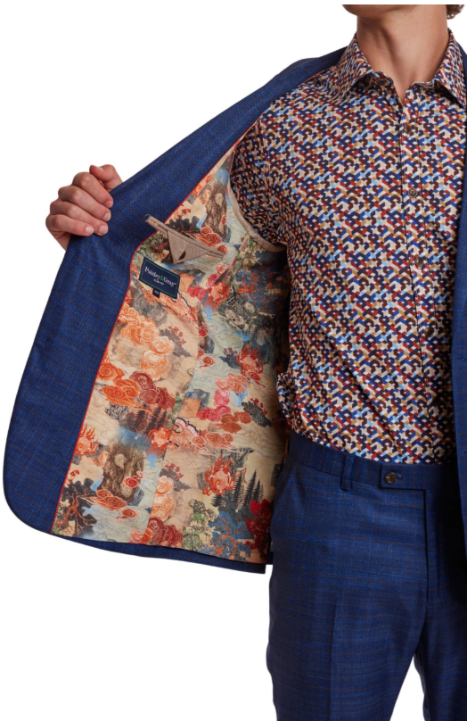 Ashton Peak Jacket - slim - Blue Cognac Check