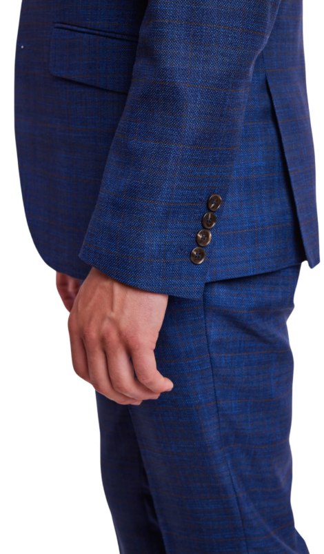 Ashton Peak Jacket - slim - Blue Cognac Check