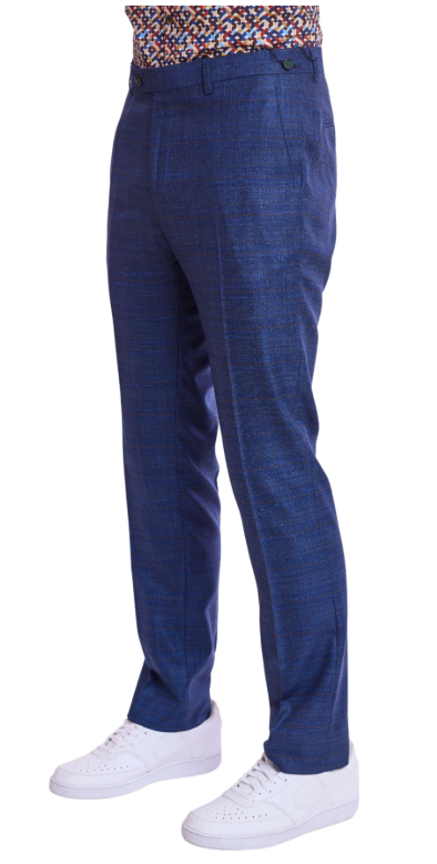 Downing Pants - slim - Blue Cognac Check