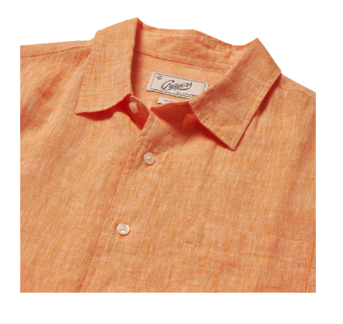 Nantucket Yarn Dyed Linen Shirt - Orange