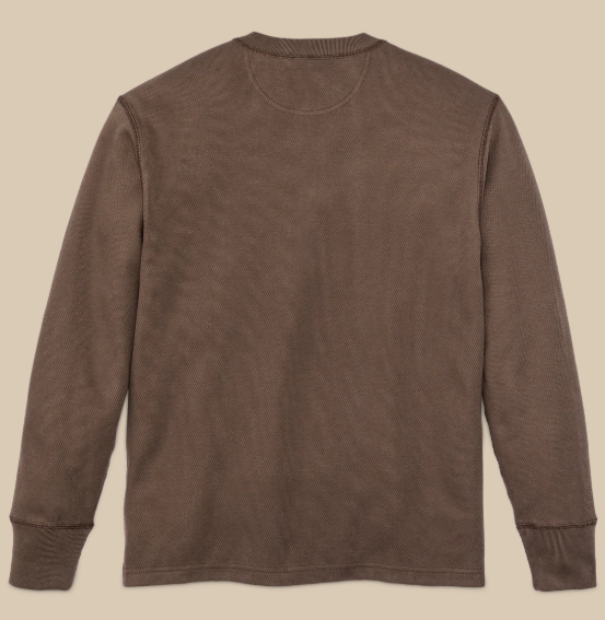 Waffle Knit Thermal Crewneck - Brown