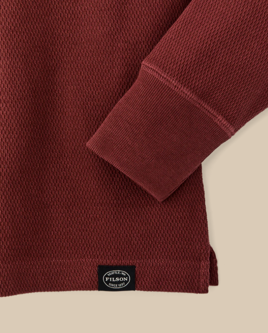 Waffle Knit Thermal Crewneck - Fired Brick