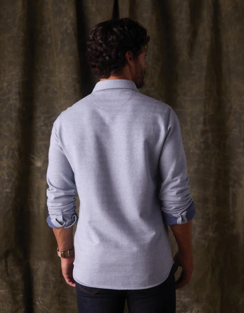 Textured Knit Button Down - Vintage Blue