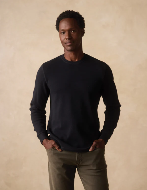 Vintage Thermal  Crew - Black