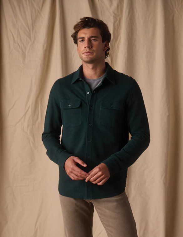 Textured Knit Button Down - Emerald