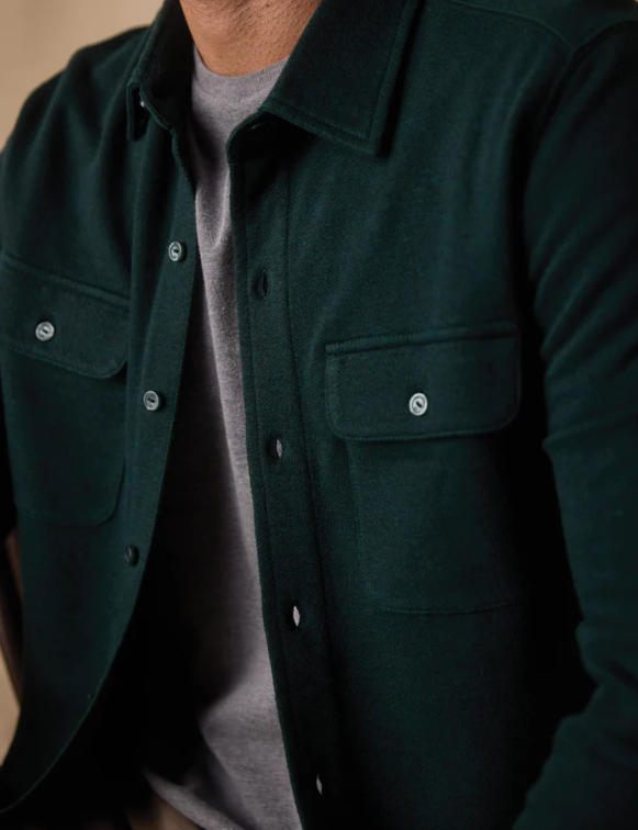 Textured Knit Button Down - Emerald