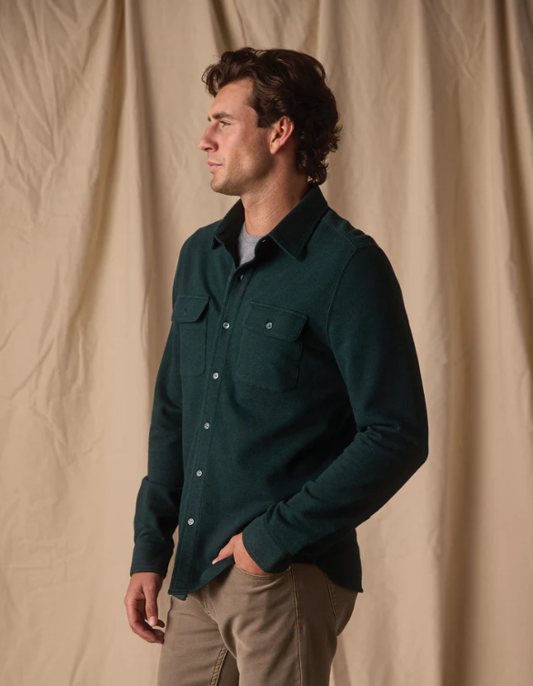 Textured Knit Button Down - Emerald