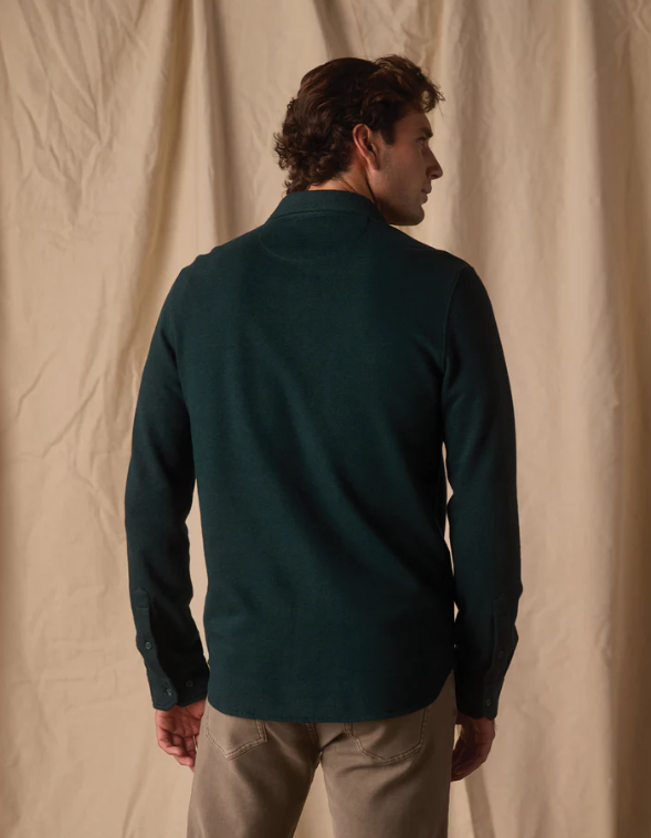 Textured Knit Button Down - Emerald