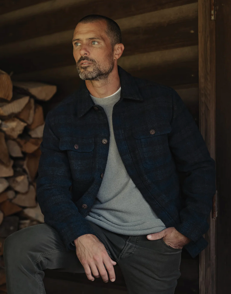 Brightside Flannel Lined Shacket - Navy Plaid