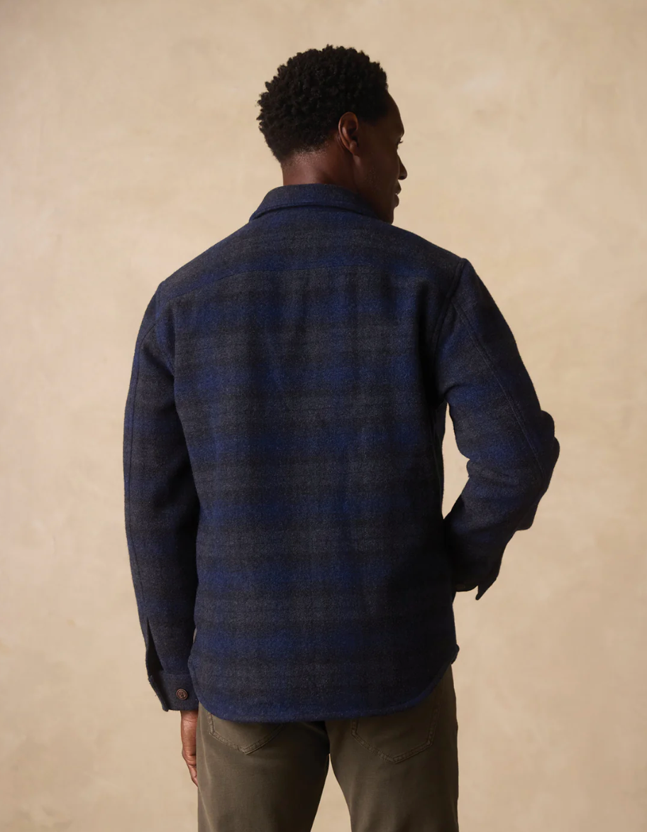Brightside Flannel Lined Shacket - Navy Plaid