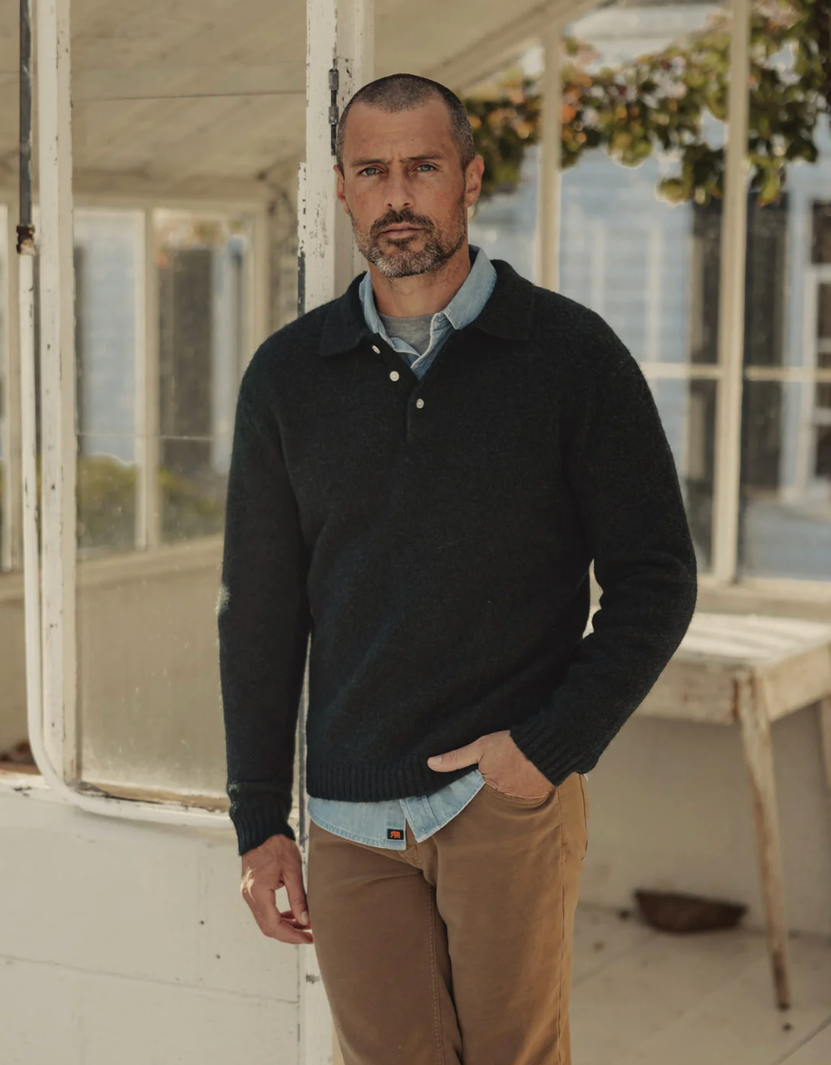 Homebound Polo Sweater - Deep Sea