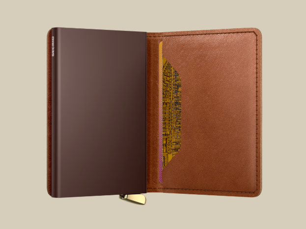 Premium Slimwallet - Cognac Embossed Lines