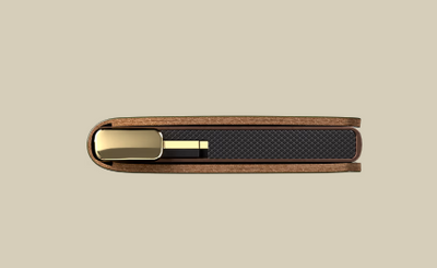 Premium Slimwallet - Cognac Embossed Lines