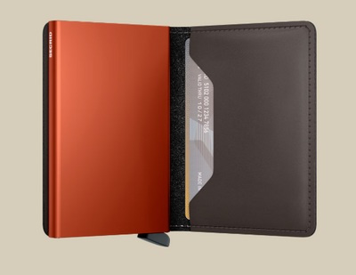 Slimwallet - Matte Truffle & Orange
