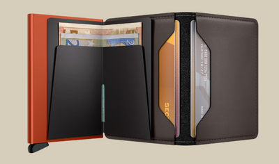 Slimwallet - Matte Truffle & Orange