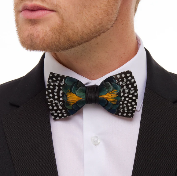 Owen's Town Bow Tie - Guinea & Pheasant Feathers