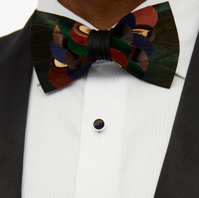 Woodland Bow Tie - Goose, Peacock, Pheasant, Turkey & Rooster Feathers